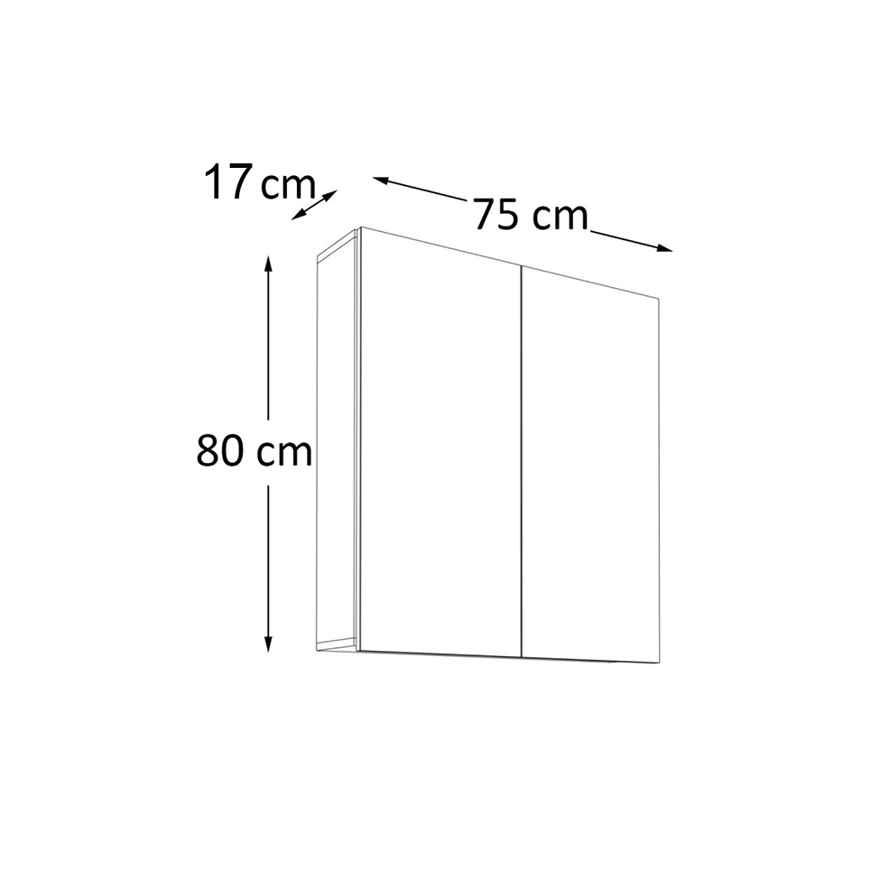 Armário de Banheiro com Espelho Nature 2 Portas Carvalho 75 cm