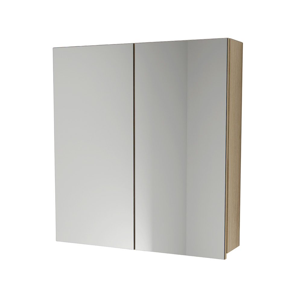 Armário de Banheiro com Espelho Nature 2 Portas Carvalho 75 cm