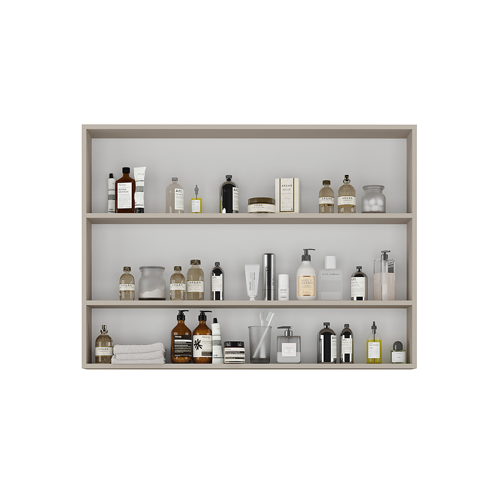 Armário de Banheiro com Espelho Nature 2 Portas Nude 110 cm