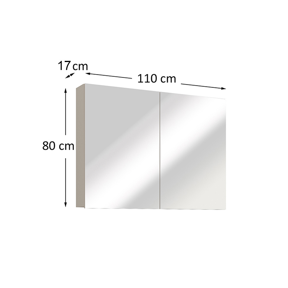 Armário de Banheiro com Espelho Nature 2 Portas Nude 110 cm