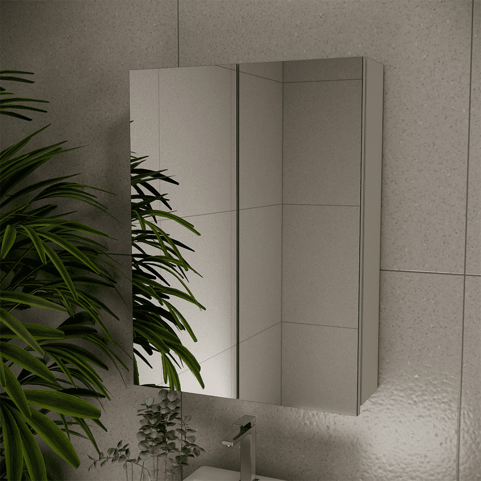 Armário de Banheiro com Espelho Nature 2 Portas Nude 60 cm