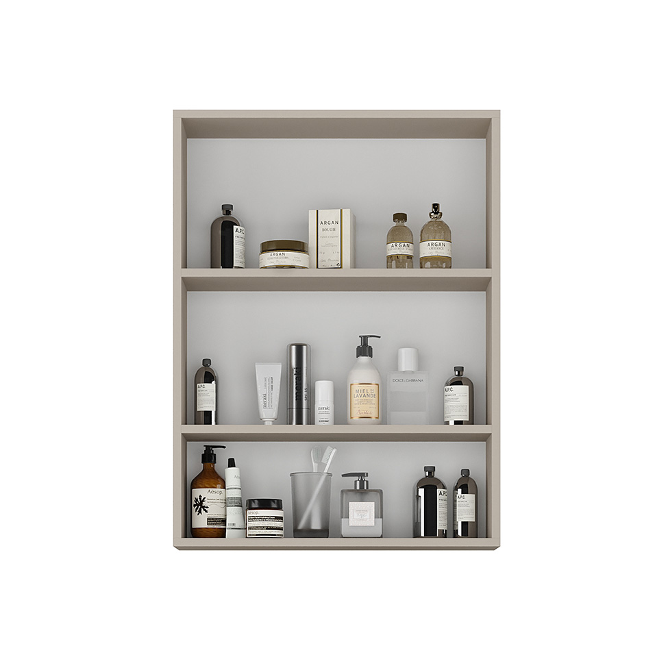 Armário de Banheiro com Espelho Nature 2 Portas Nude 60 cm