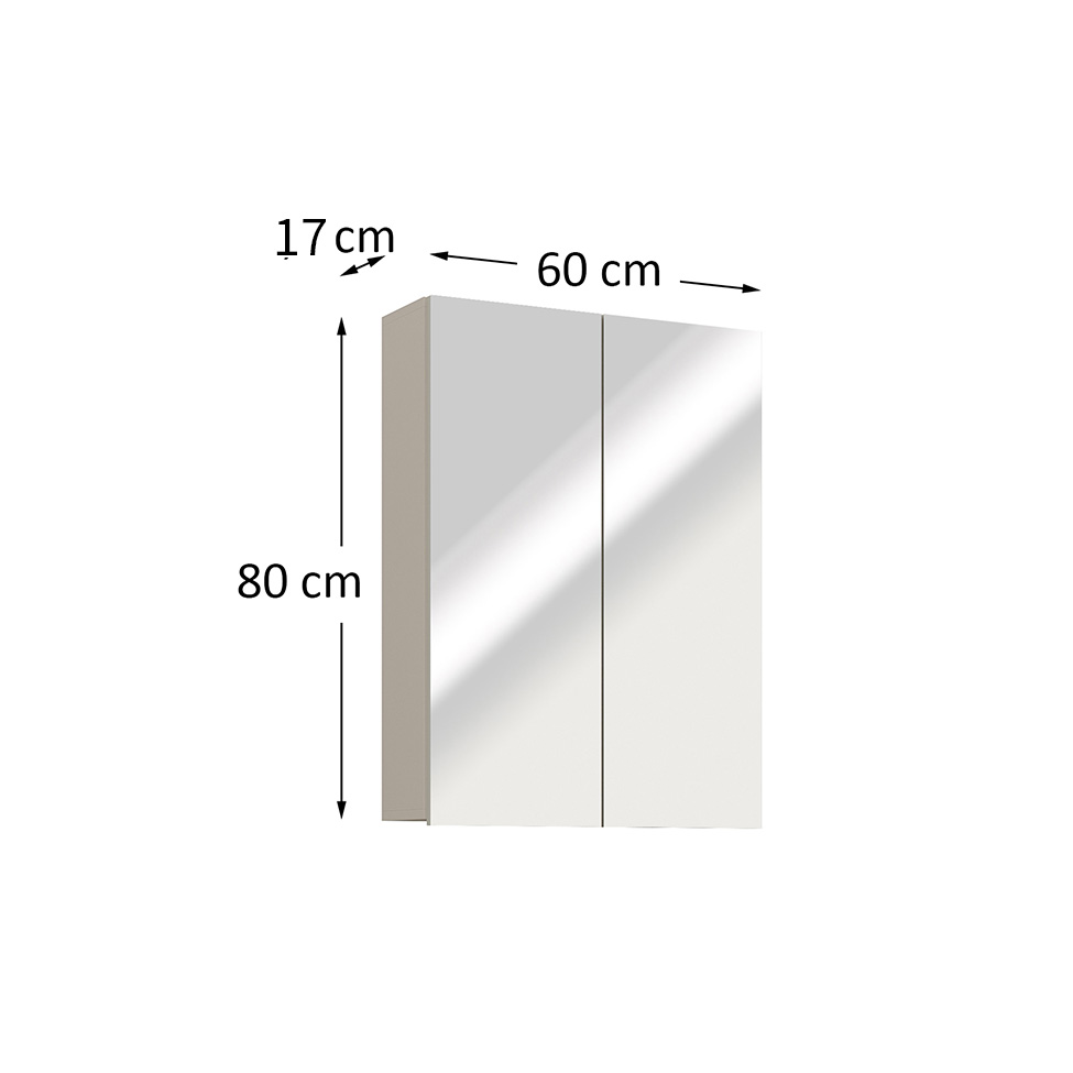 Armário de Banheiro com Espelho Nature 2 Portas Nude 60 cm