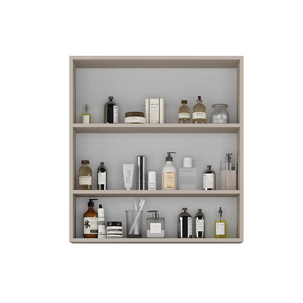 Armário de Banheiro com Espelho Nature 2 Portas Nude 75 cm