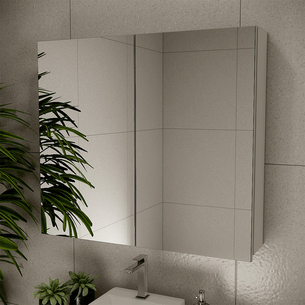 Armário de Banheiro com Espelho Nature 2 Portas Nude 90 cm