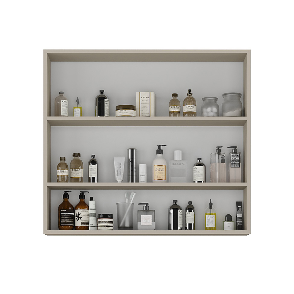 Armário de Banheiro com Espelho Nature 2 Portas Nude 90 cm