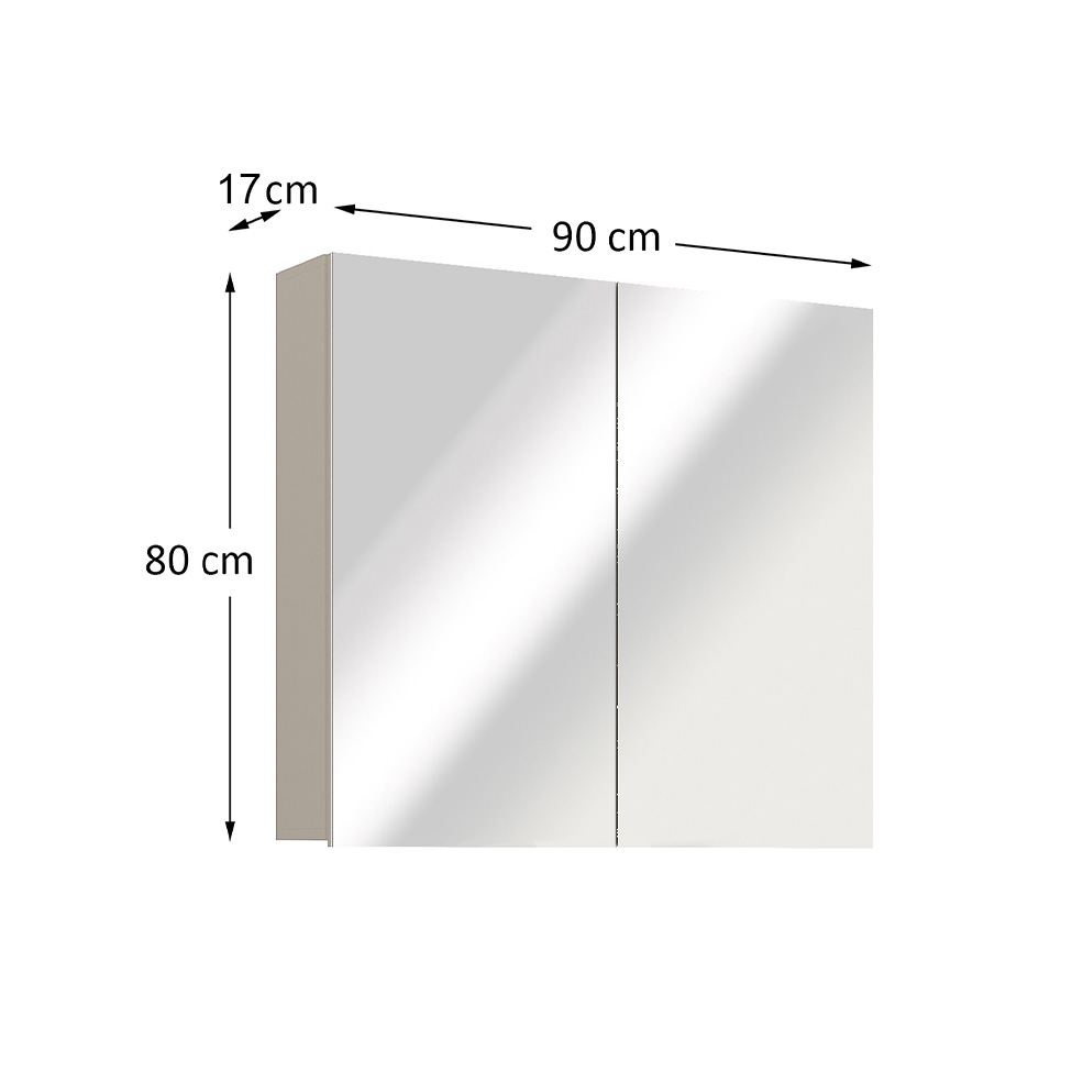 Armário de Banheiro com Espelho Nature 2 Portas Nude 90 cm