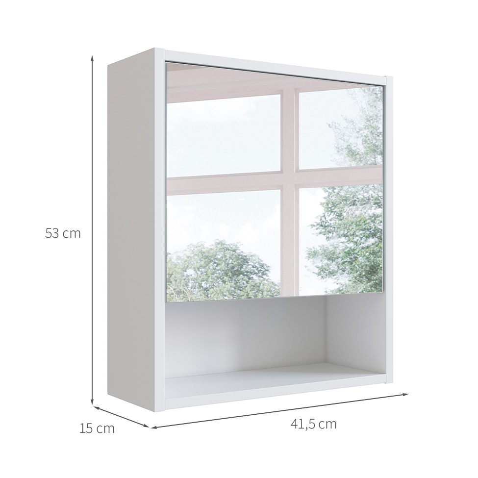 Armário de Banheiro com Espelho Slim 1 PT Branco