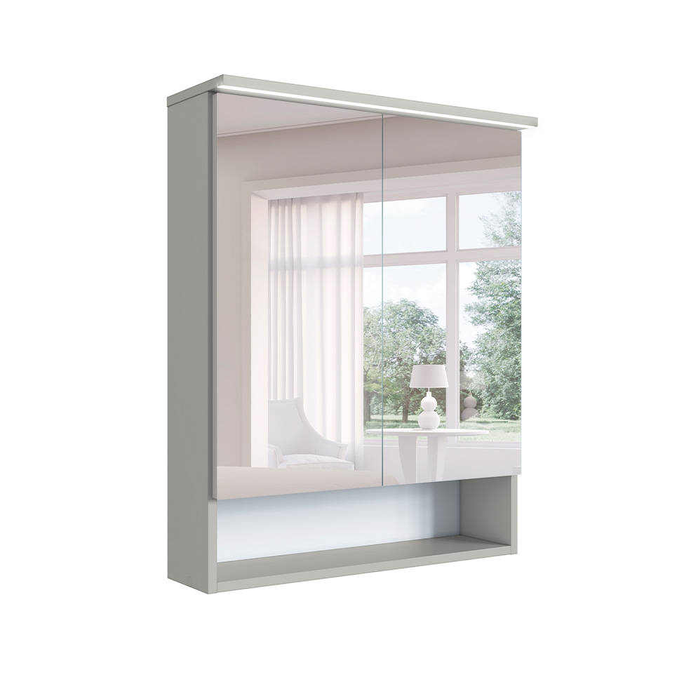 Armário de Banheiro com Espelho e LED Araçá 2 Portas Arenas