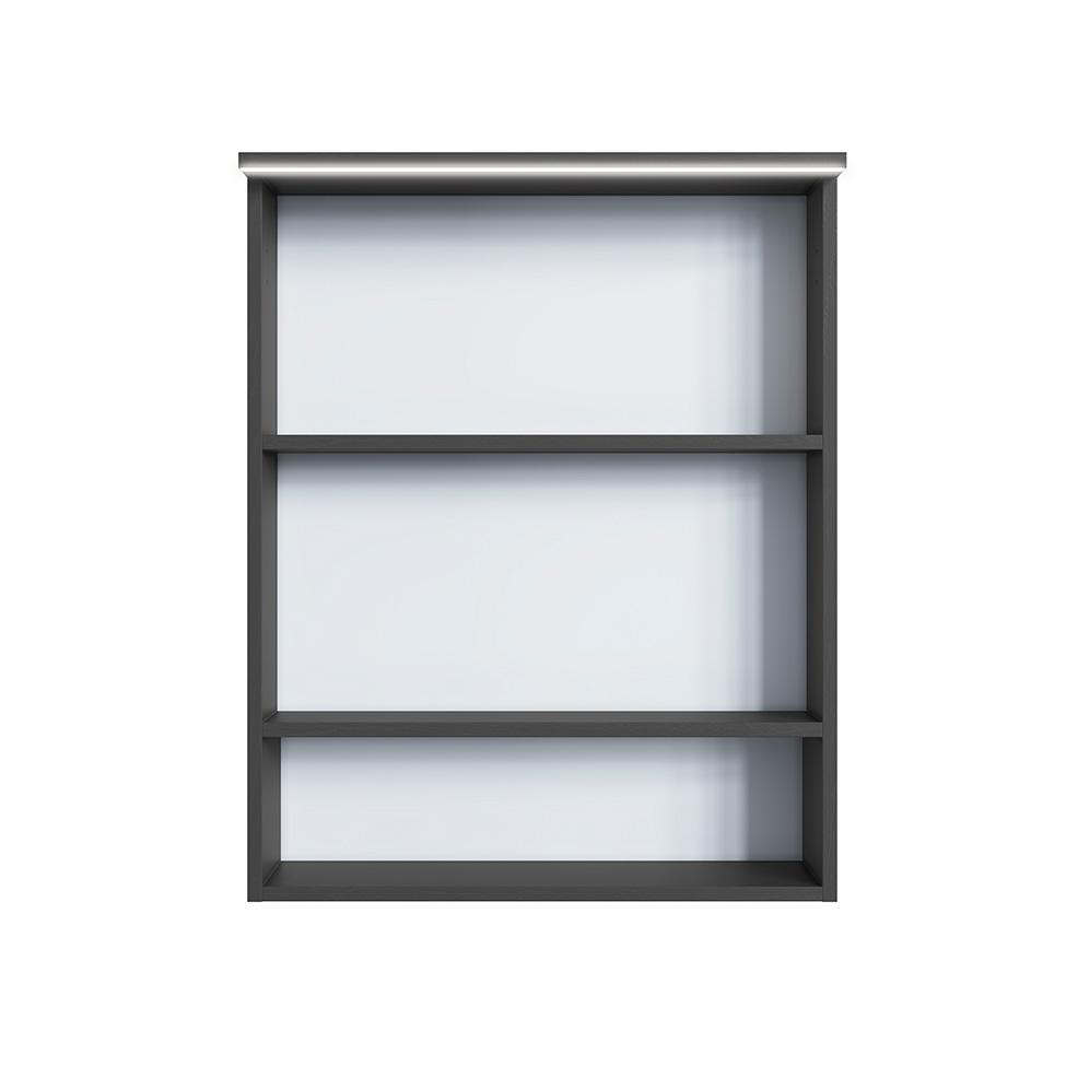 Armário de Banheiro com Espelho e LED Araçá 2 Portas Grafite