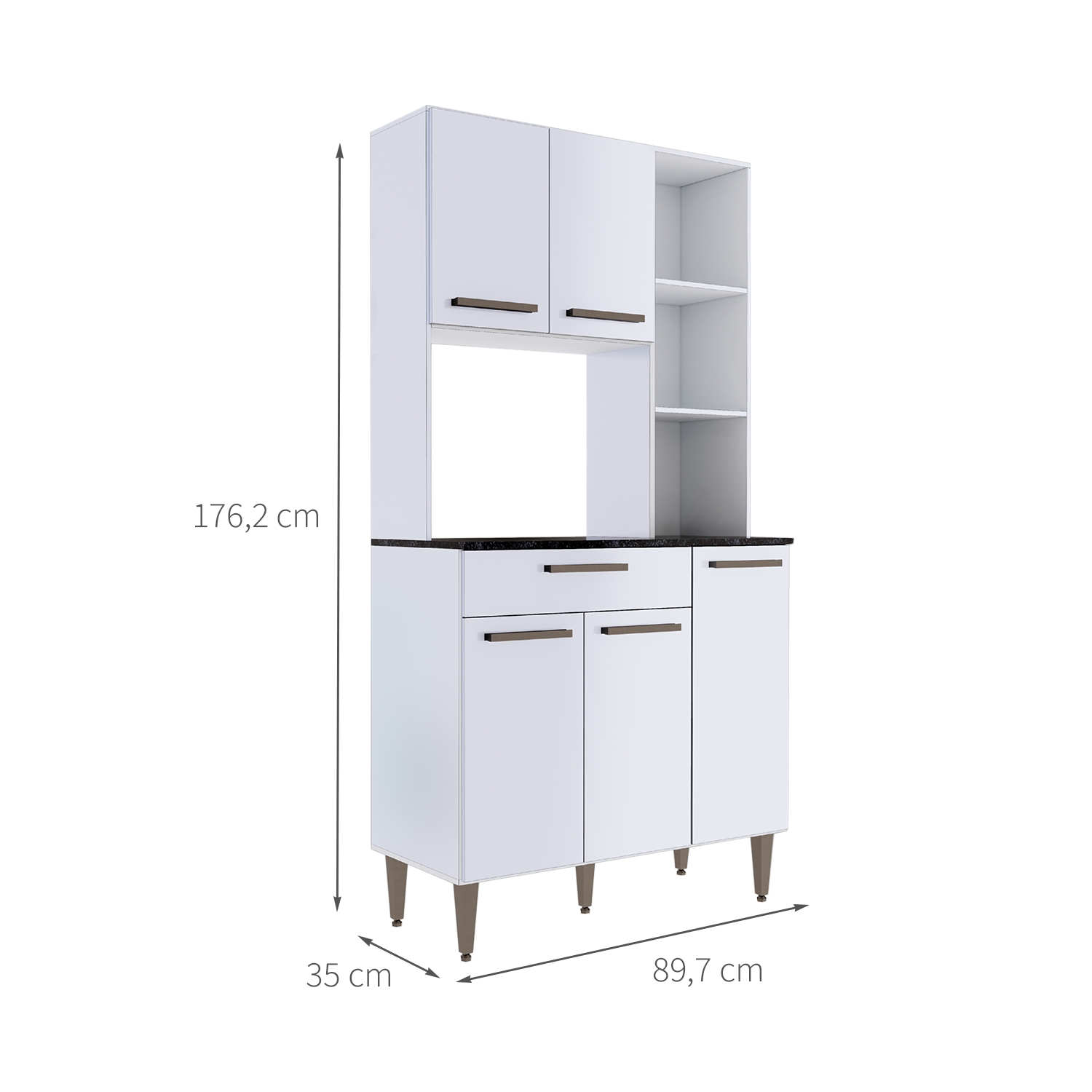 Armário de Cozinha Carol 5 Portas 1 Gaveta Branco