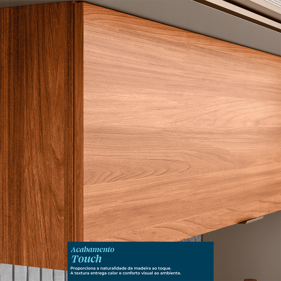 Armário de Cozinha Compacta Proença 6 Portas 5 Gavetas Nude e Nogueira