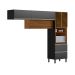 Armário de Cozinha Compacta com 2 Vidros Reflecta Proença 5 Portas 2 Gavetas Nogueira e Carbono