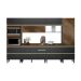 Armário de Cozinha Compacta com 2 Vidros Reflecta Proença 8 Portas 8 Gavetas Carbono e Nogueira
