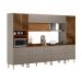 Armário de Cozinha Compacta com 3 Vidros Reflecta Proença 8 Portas 9 Gavetas Nude e Nogueira