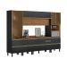 Armário de Cozinha Compacta com 3 Vidros Reflecta Proença 9 Portas 11 Gavetas Carbono e Nogueira