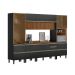 Armário de Cozinha Compacta com 3 Vidros Reflecta Proença Ripado 9 Portas 11 Gavetas Carbono e Nogueira