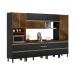 Armário de Cozinha Compacta com 4 Vidros Reflecta Proença 8 Portas 9 Gavetas Carbono e Nogueira