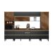 Armário de Cozinha Compacta com 4 Vidros Reflecta Proença 8 Portas 9 Gavetas Carbono e Nogueira