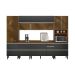 Armário de Cozinha Compacta com 5 Vidros Reflecta Proença 9 Portas 11 Gavetas Carbono e Nogueira