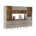 Armário de Cozinha Compacta com 5 Vidros Reflecta Proença 9 Portas 11 Gavetas Nude e Nogueira