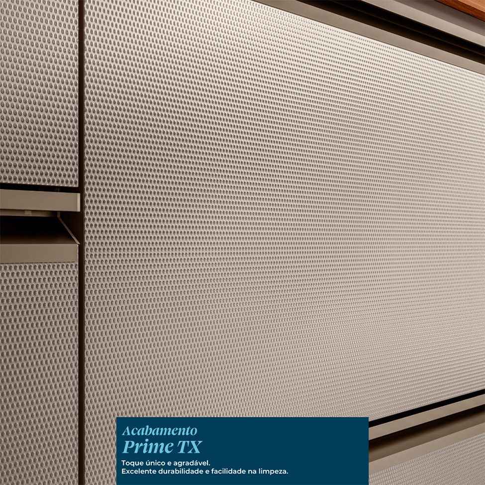 Armário de Cozinha Compacta com Vidro Reflecta Proença 6 Portas 5 Gavetas Nude e Nogueira