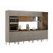Armário de Cozinha Compacta com Vidro Reflecta Proença 8 Portas 8 Gavetas Nude e Nogueira