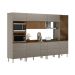 Armário de Cozinha Compacta com Vidro Reflecta Proença Ripado 8 Portas 8 Gavetas Nude e Nogueira