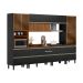 Armário de Cozinha Compacta com Vidro Reflecta Proença Ripado 8 Portas 9 Gavetas Carbono e Nogueira