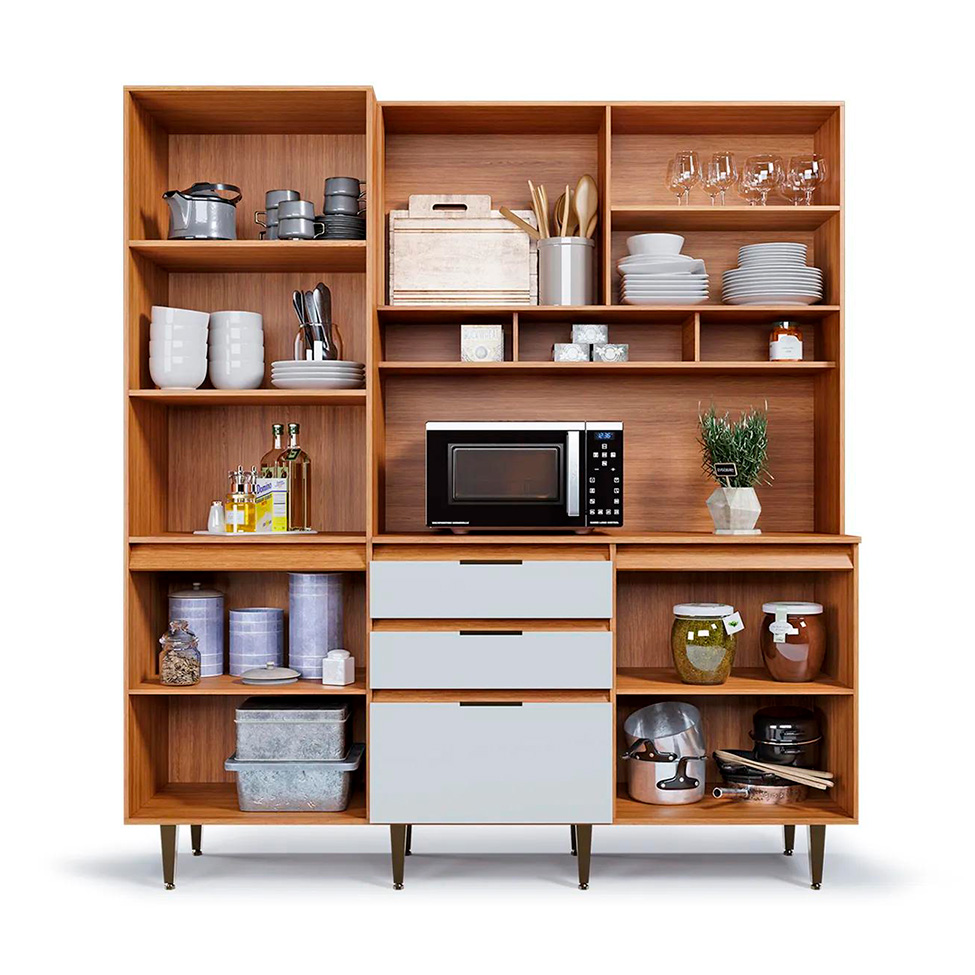 Armário de Cozinha Superiore 5 Portas 3 Gavetas Off White e Freijó