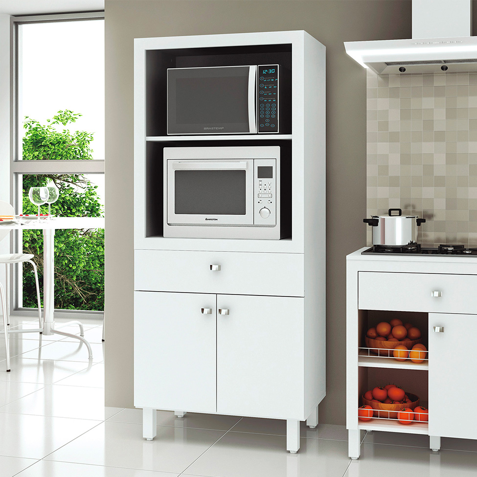 Armário de Cozinha Valerio 2 Portas 1 Gaveta Branco