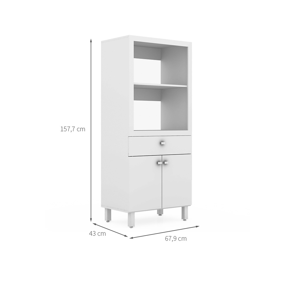 Armário de Cozinha Valerio 2 Portas 1 Gaveta Branco