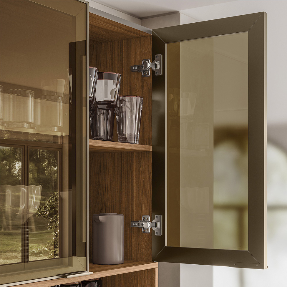Armário de Cozinha com Vidro Reflecta Compacta Proença 5 Portas 2 Gavetas Nogueira e Carbono