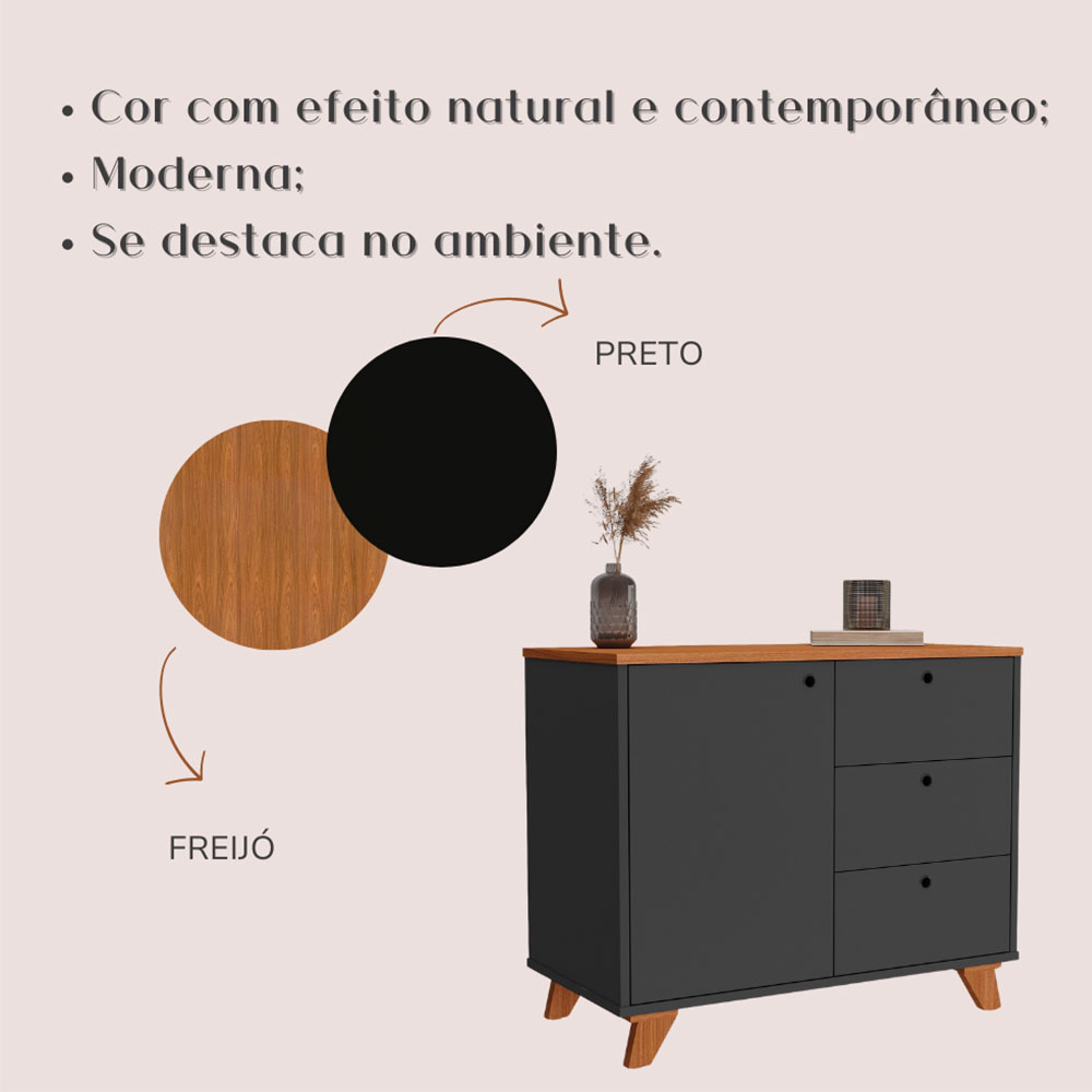 Armário de Escritório Day 1 PT 3 GV Preto e Freijó