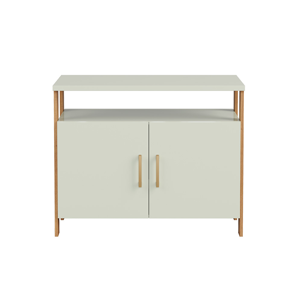 Armário de Escritório Emily 100% MDF 2 Portas Off White e Freijó