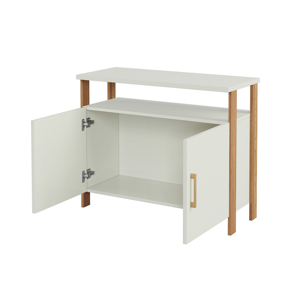 Armário de Escritório Emily 100% MDF 2 Portas Off White e Freijó