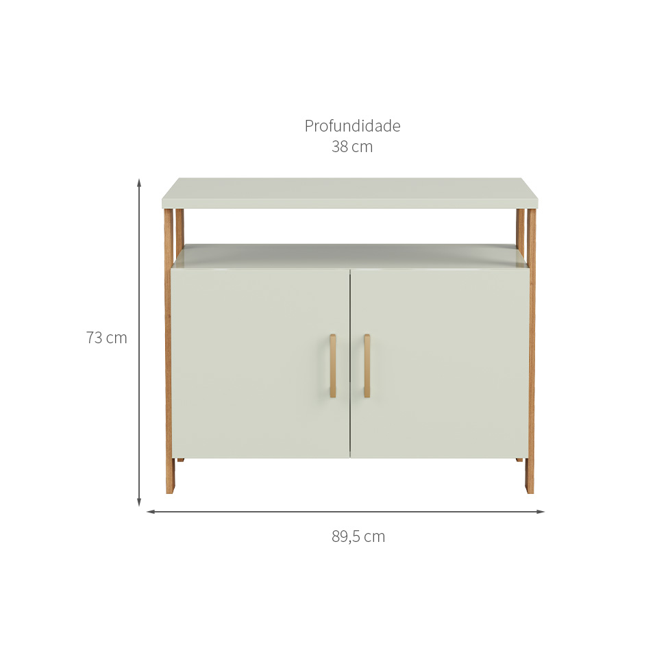 Armário de Escritório Emily 100% MDF 2 Portas Off White e Freijó