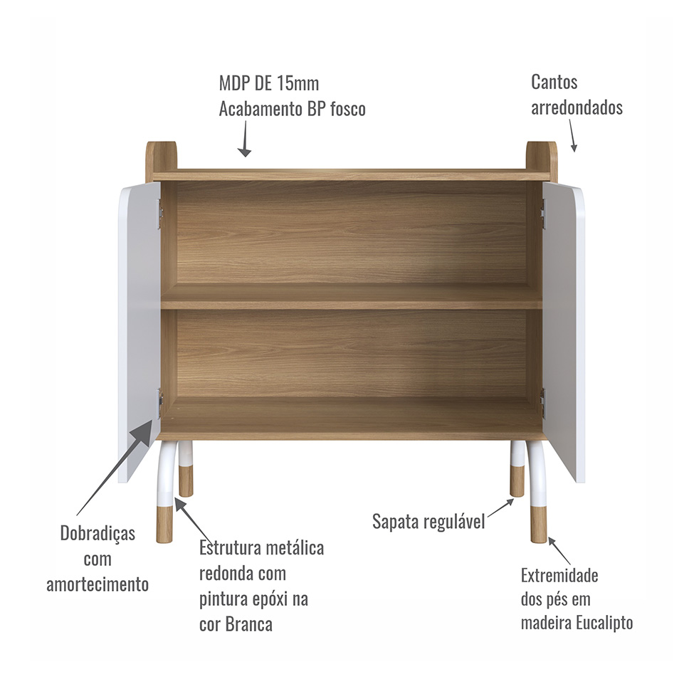 Armário de Escritório Flexus 2 PT Hanover e Branco