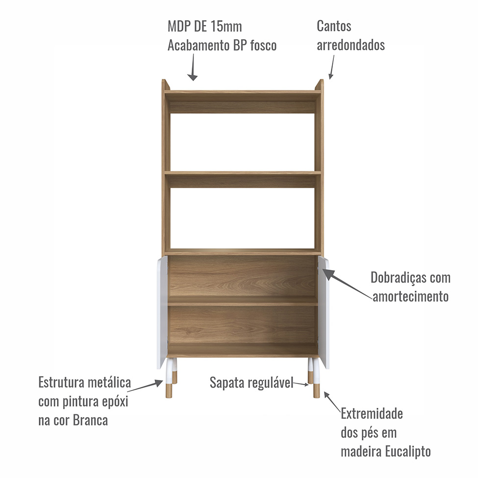Armário de Escritório Flexus com Nicho 2 PT Hanover e Branco