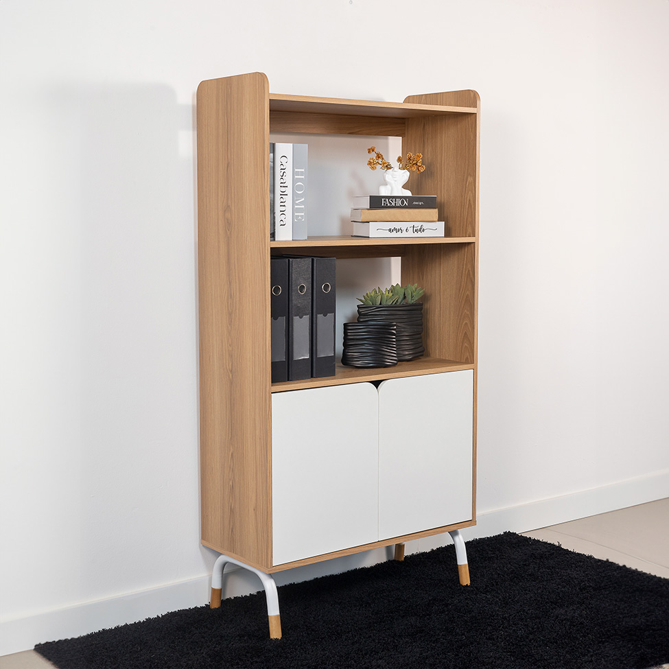 Armário de Escritório Flexus com Nicho 2 PT Hanover e Branco