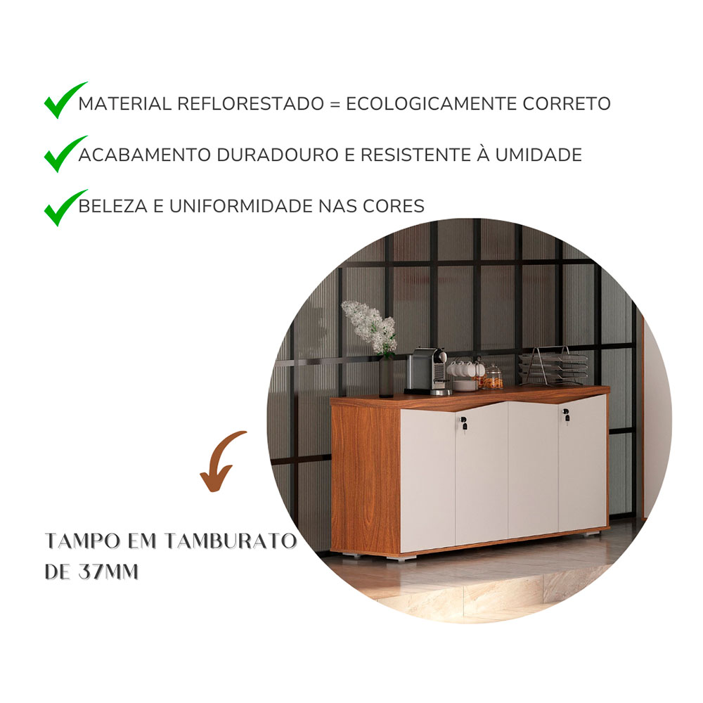Armário de Escritório Lane 4 PT Freijó e Branco