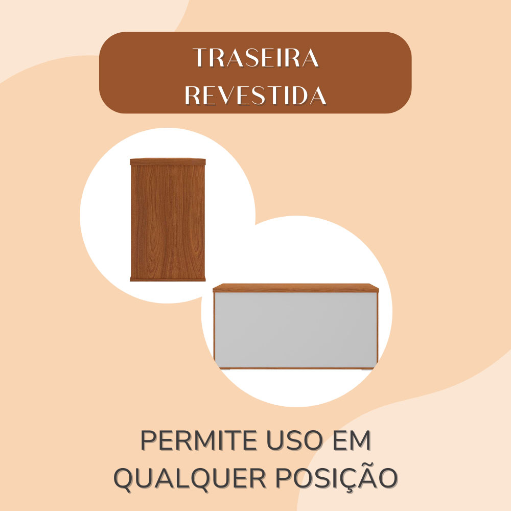 Armário de Escritório Lane 4 PT Freijó e Branco