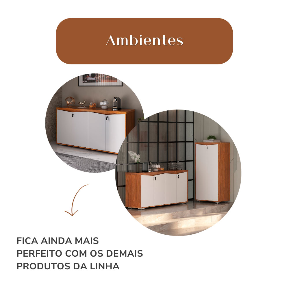 Armário de Escritório Lane 4 PT Freijó e Branco