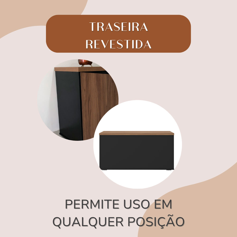 Armário de Escritório Lane 4 PT Nogal e Preto