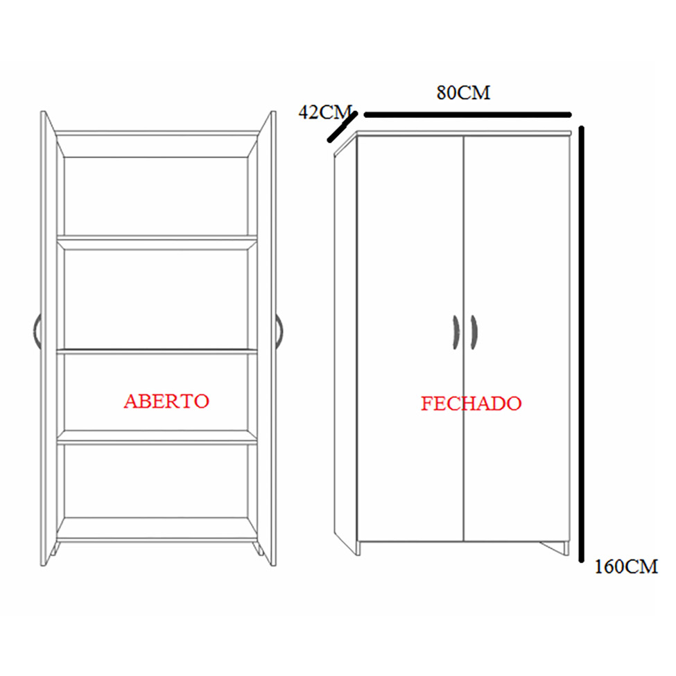 Armário de Escritório New City 2 PT Cinza 160 cm