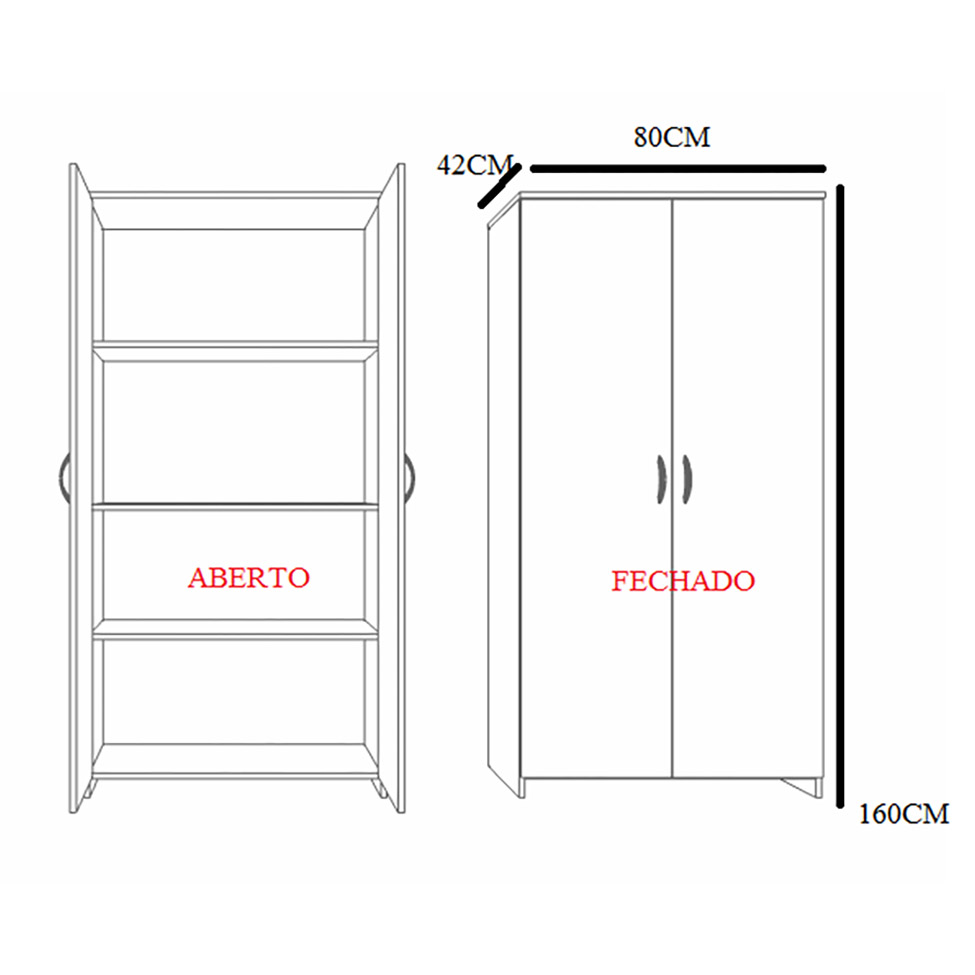 Armário de Escritório New City 2 PT Preto com Cinza