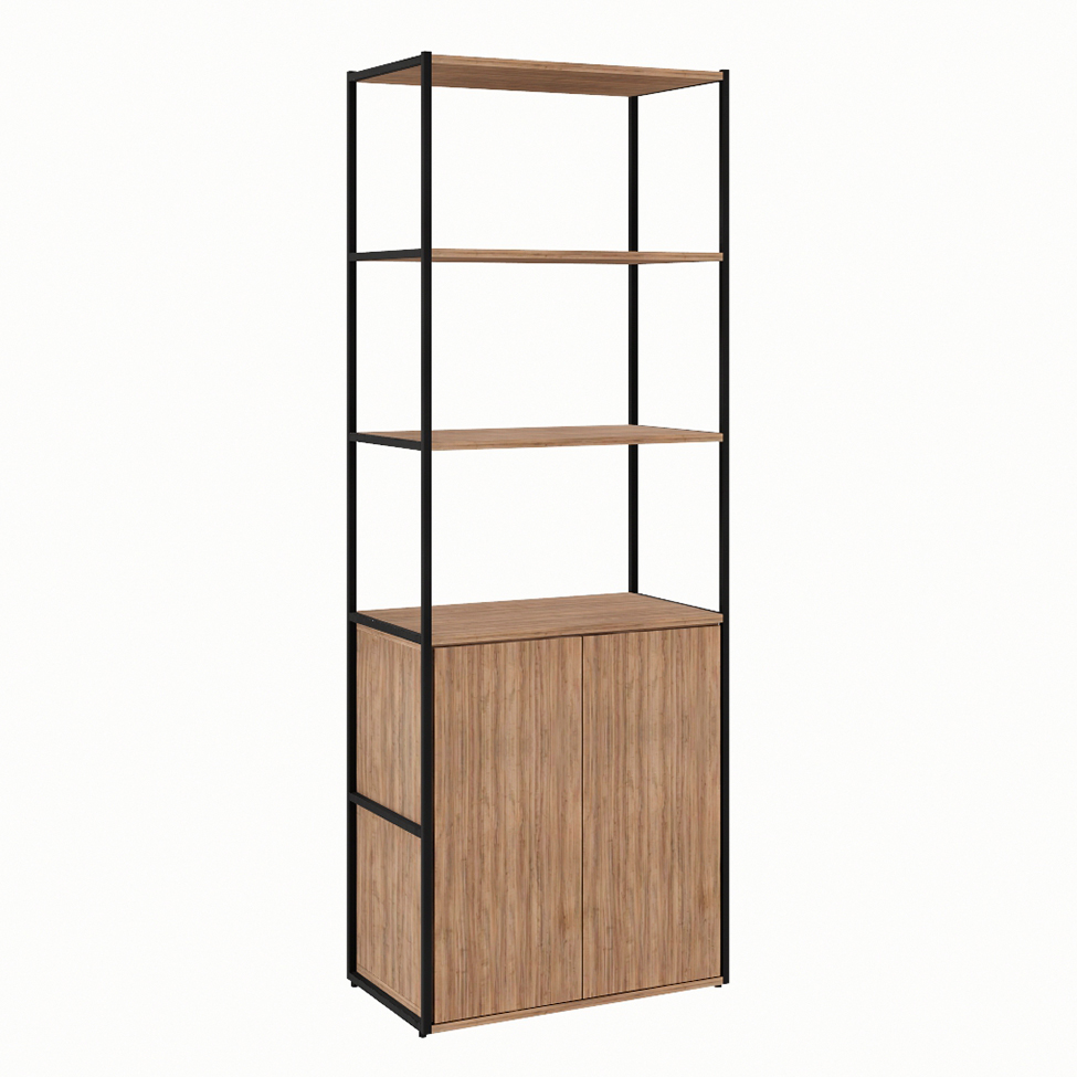 Armário de Escritório Shelf 2 PT Ameixa e Preto 173 cm
