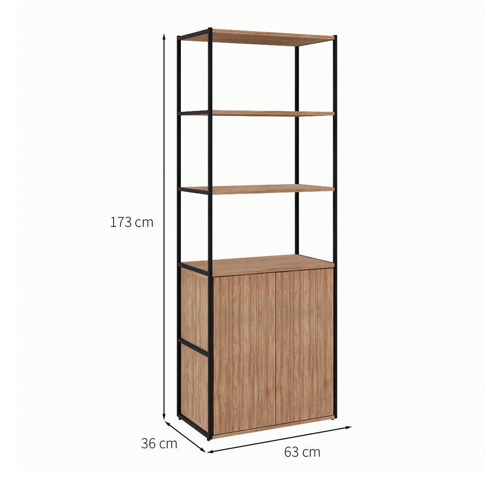 Armário de Escritório Shelf 2 PT Ameixa e Preto 173 cm