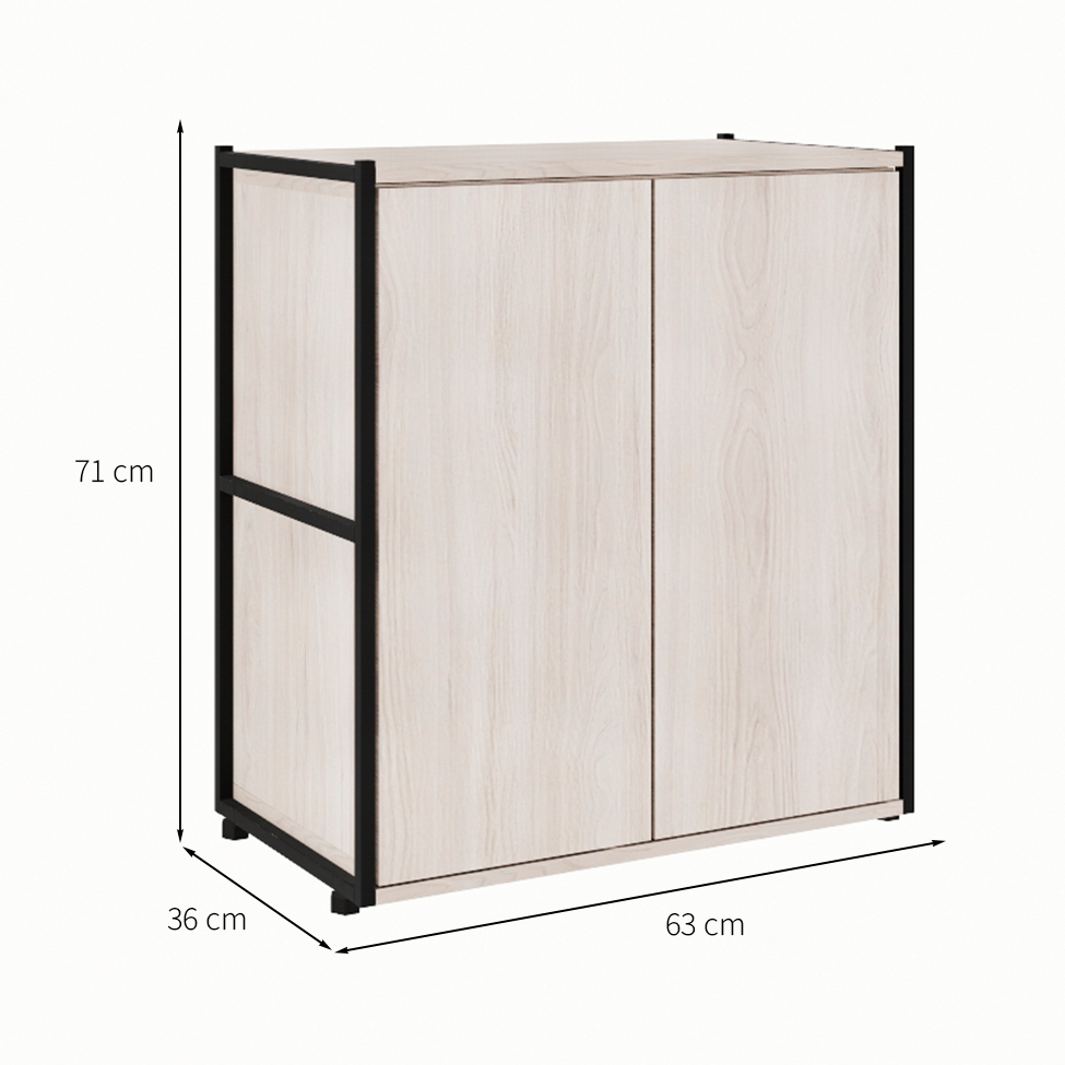 Armário de Escritório Shelf 2 PT Carvalho Berlin e Preto 71 cm