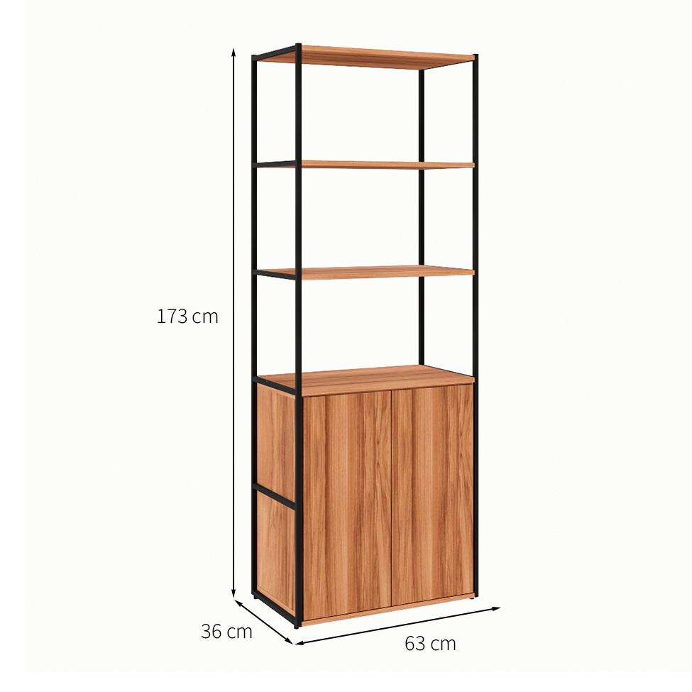 Armário de Escritório Shelf 2 PT Nogal Sevilha e Preto 173 cm